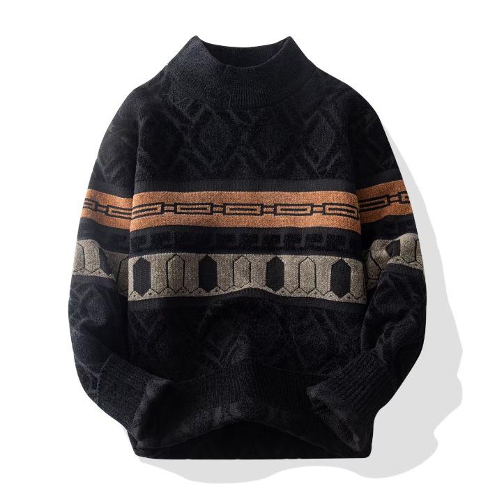 2025 Trendy Men s Thick Warm Sweater: Half-High Collar Winter Knit Base Layer 3XL