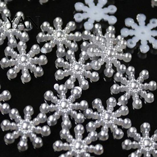 Artificial Pearl 100Pcs Snowflake Decorations Attractive Wear-resistant Cute Decoration DIY Faux for Christmas