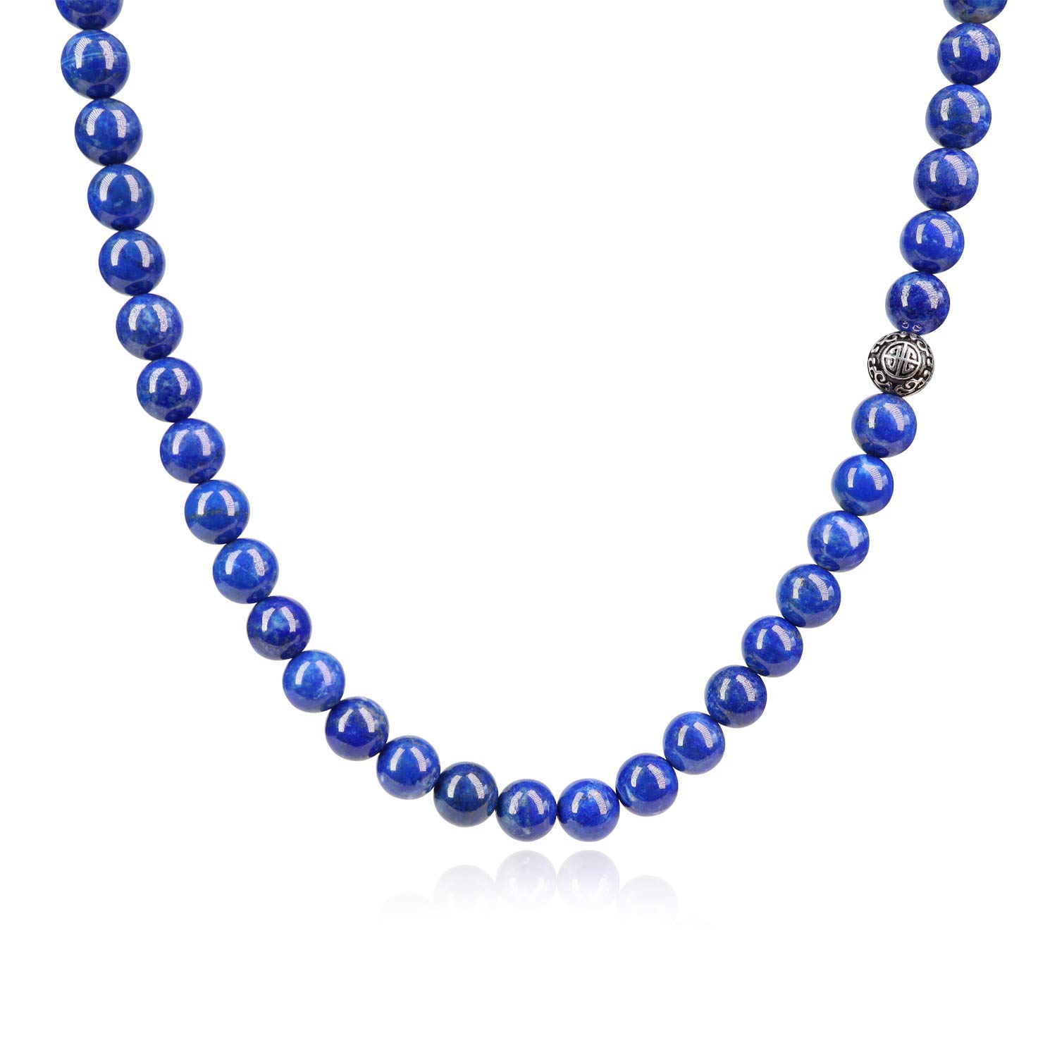 

Lapis Lazuli Thunder Pattern Lucky Charm Power Stone Necklace Unisex [Coai] синій