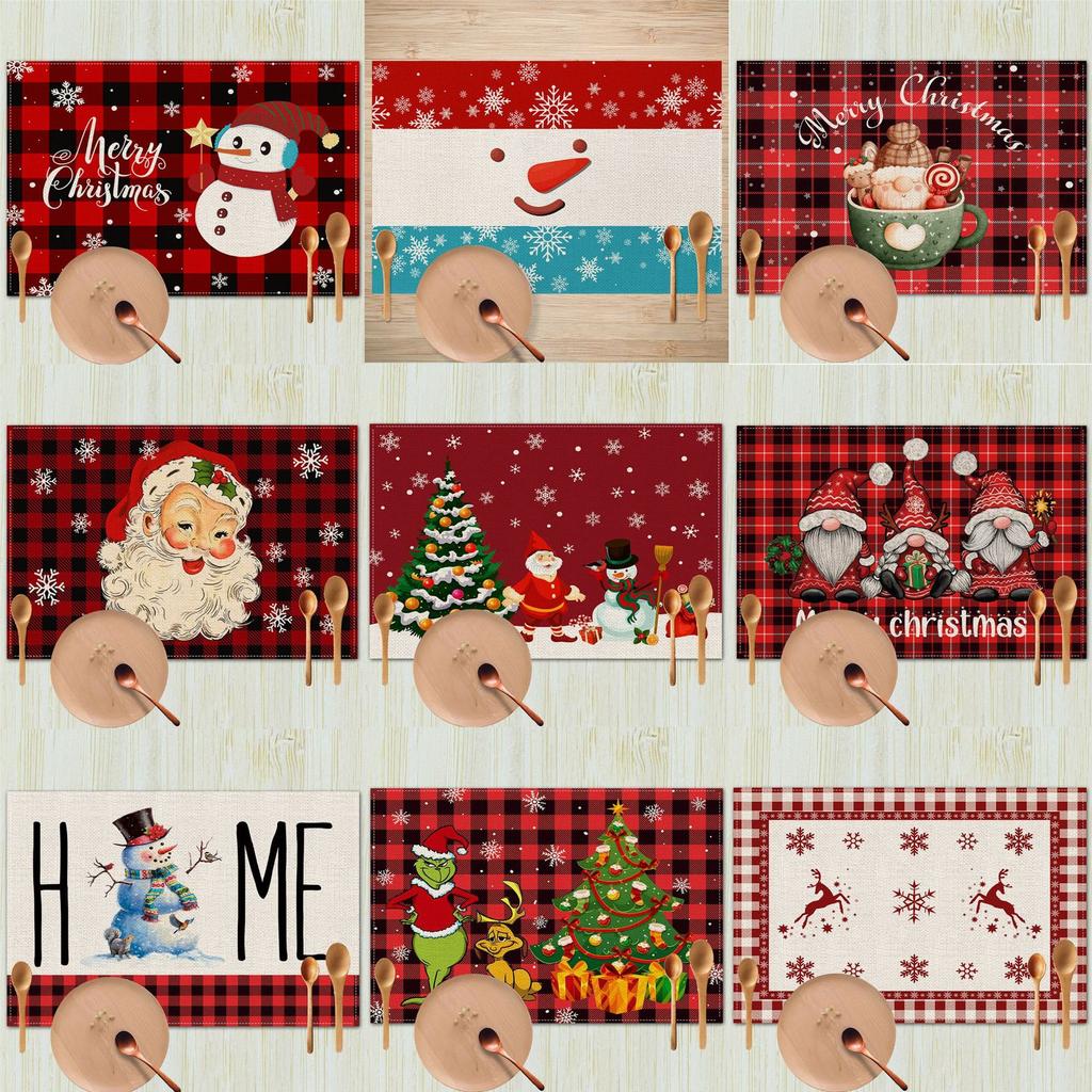 Christmas Table Mats Holiday Dining Placemats for Xmas Table Decor Snowflake Table Runner Waterproof Festive Accessories