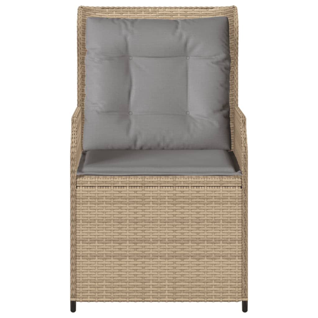 Garden Chairs with Cushions 2 Pcs. Adjustable Beige Poly Rattan