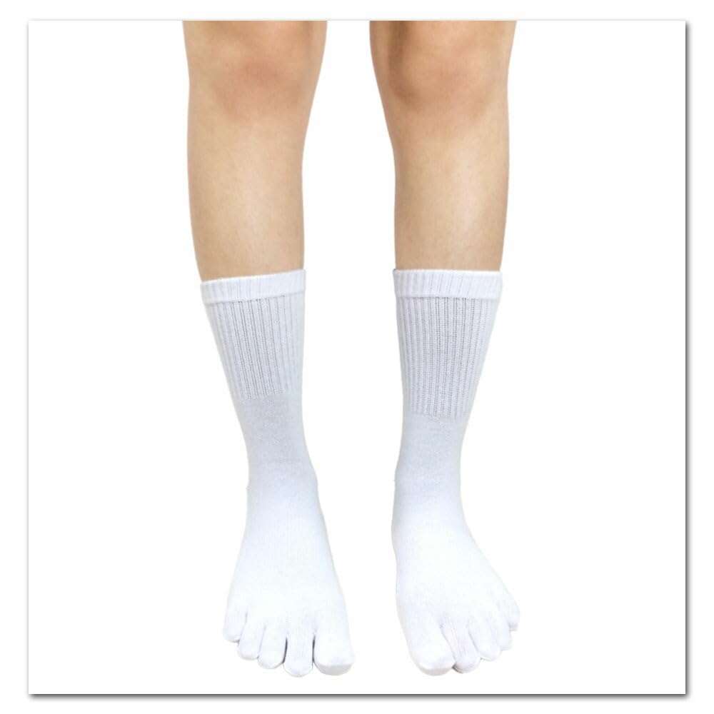 Asuka Thick Pile Strong Half and 6 Pairs Five-Toe Socks, Sole, Reinforcement, 100% Cotton, Length, Men's Women's, 25-27cm,