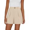High Waist Shorts for Women with Button and Pleated Front Suitable for Casual and Office Wear