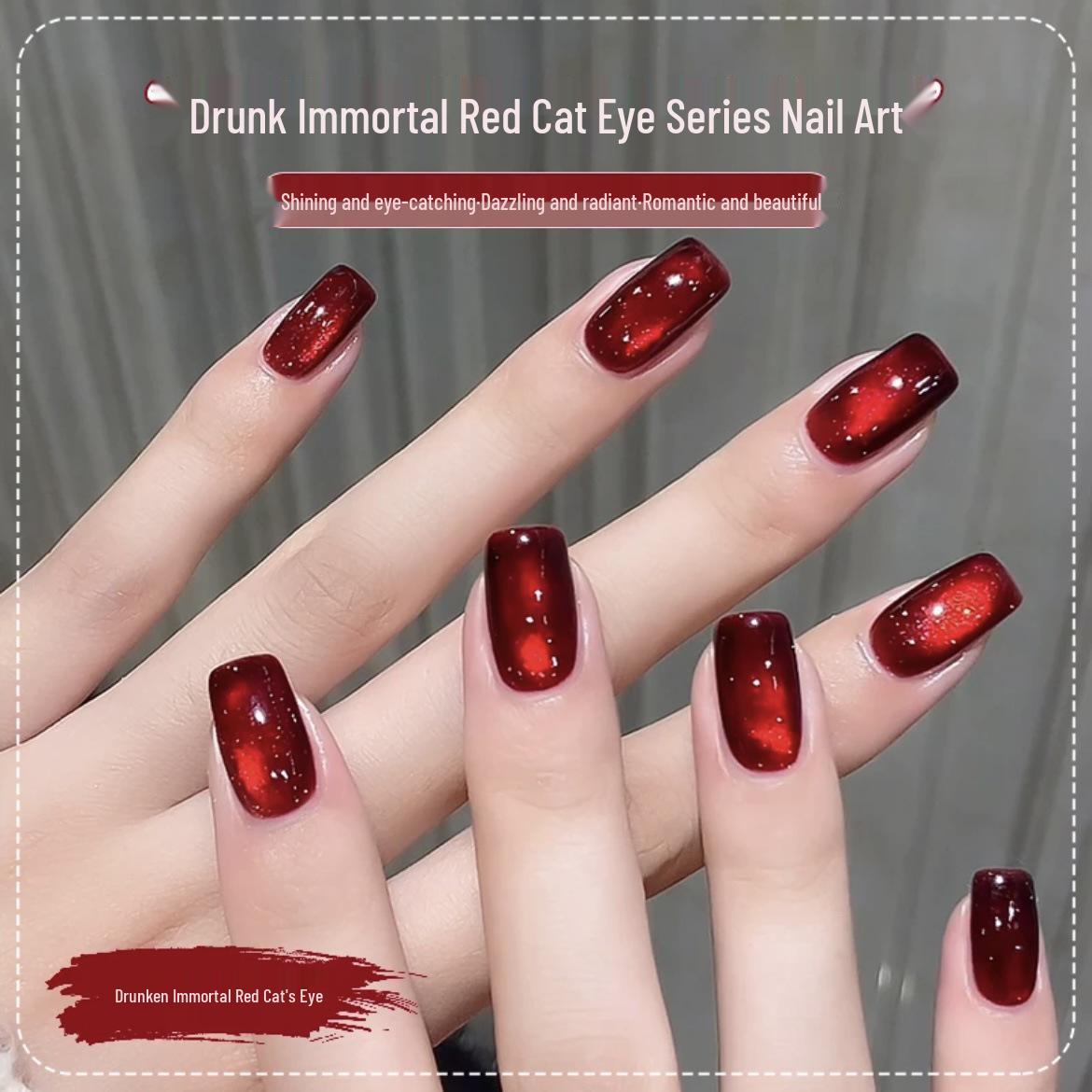 

2025 Autumn/Winter Ruby Cat Eye Gel Nail Polish in Cherry and Wine Red