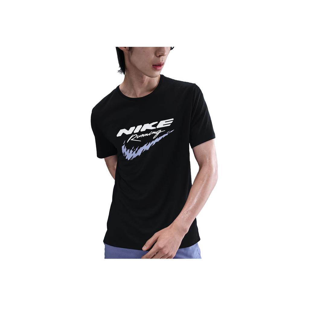 Nike Dri-Fit Miler Logo Letter Sun Protection Quick-Dry Crew Neck Short Sleeve T-Shirt Men Tops HV2136-010