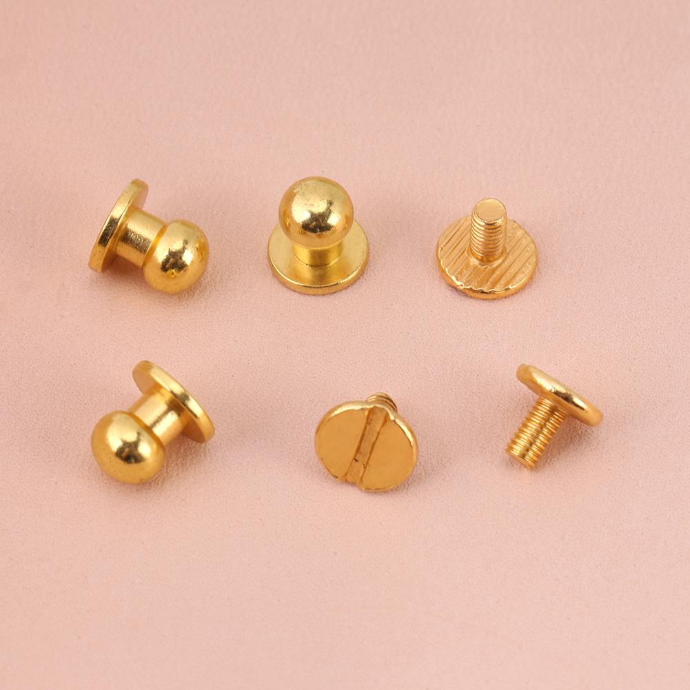 20pcs Round Head Solid Brass Nail Rivet Button DIY Leather Accessories(8*6mm Gold)