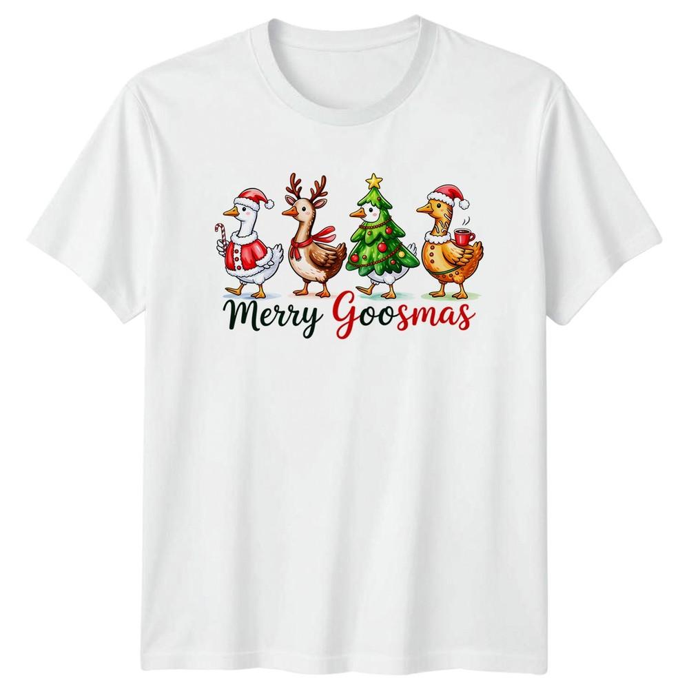 Merry Goosmas Christmas Animals Holiday Unisexs TShirt Unisexs Graphic Tee Funny S