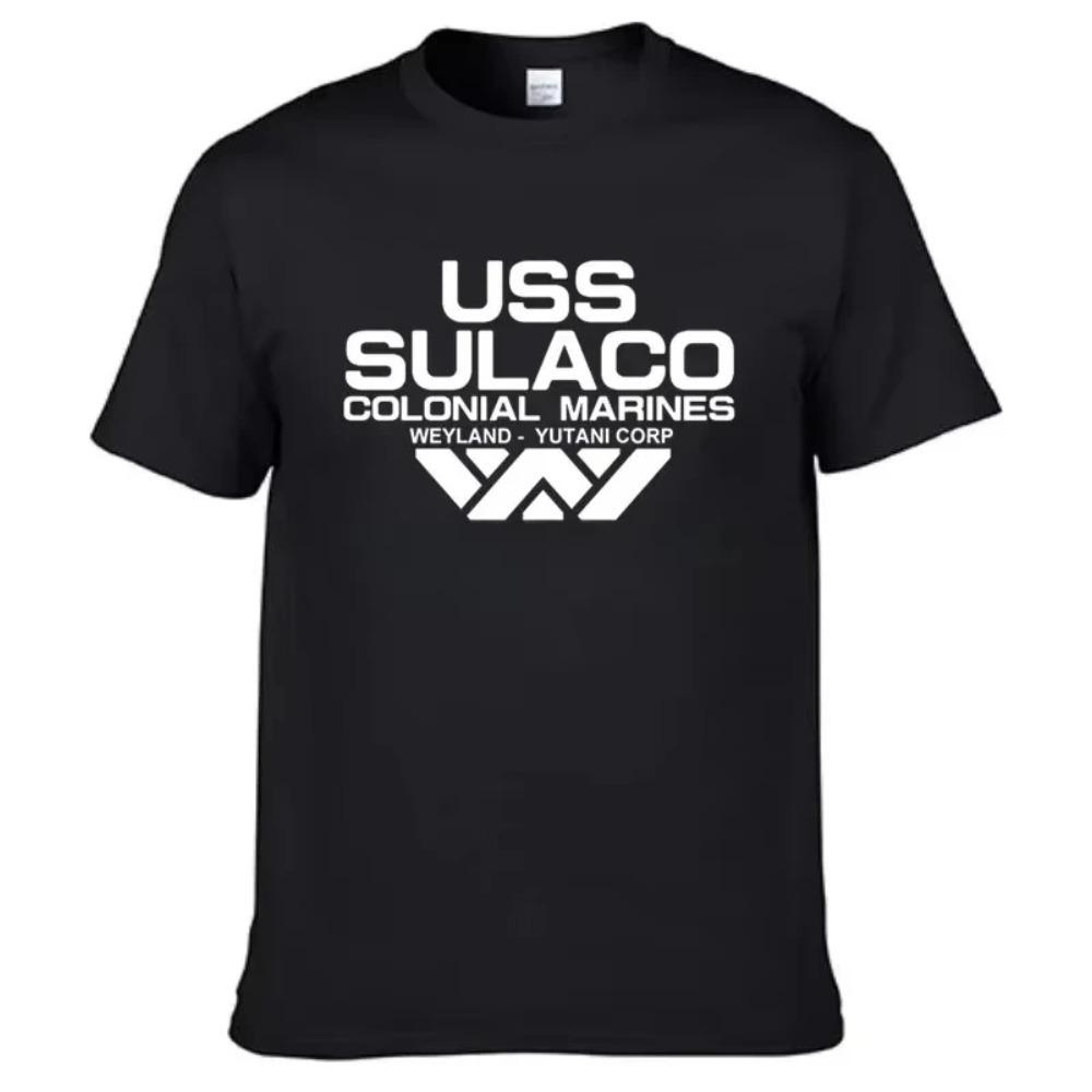 T-Shirt Alien USS Sulaco Colonial Marines Aliens Off World Short Sleeve Tshirt Men Cotton O Neck Tees