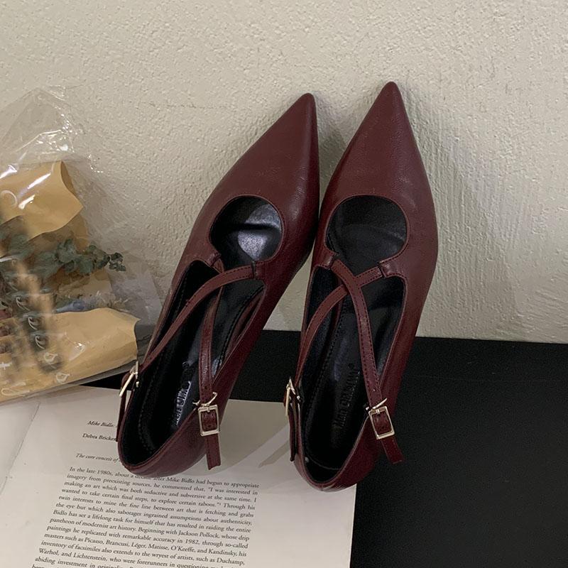 Fashion Pointed Toe Footwear Low Heel Ladies Mary Janes Pumps Shoes 2025 New Female Shallow Fashion Buckle Strap Women Heeled Shoes