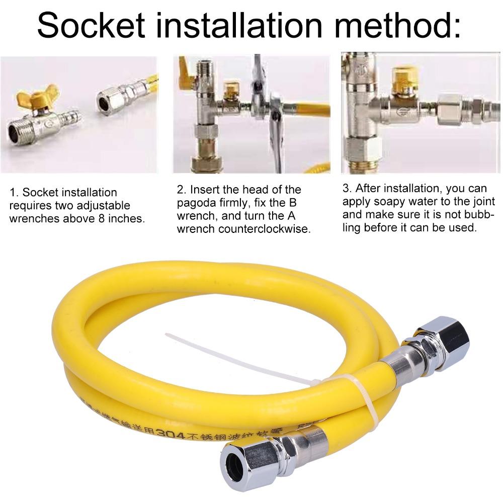 Flexible Braided, Gas Hose Yellow Dryer Gas Hose Daily Home Gas Equipment Replacement