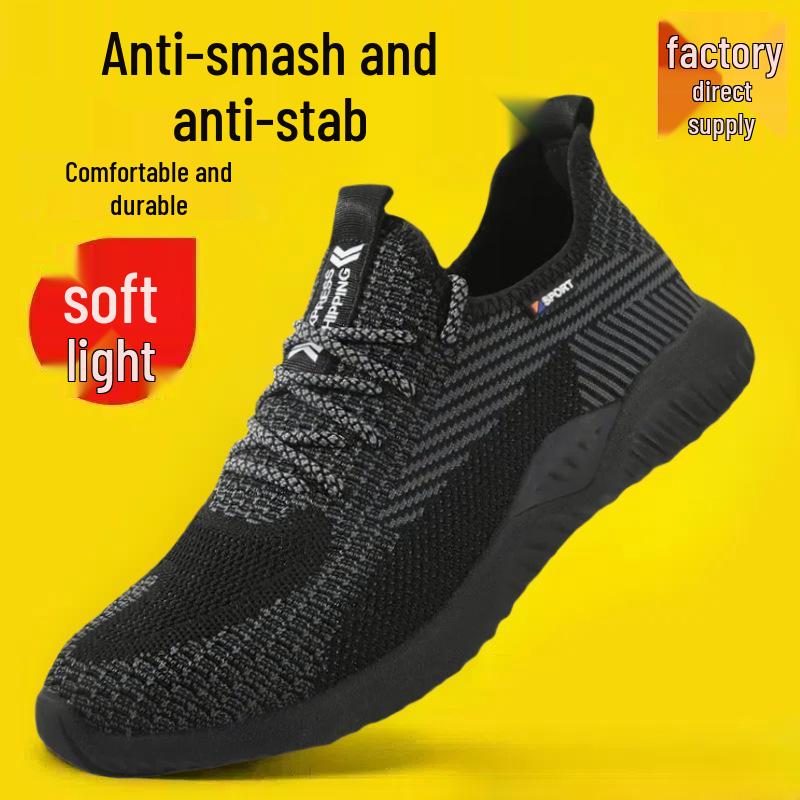 Pantofi de lucru respirabili cu bombeu de oțel pentru bărbați - Anti-zdrobire, Anti-perforare, Ușori, Talpă moale, Rezistenți la uzură pentru șantiere de construcții
