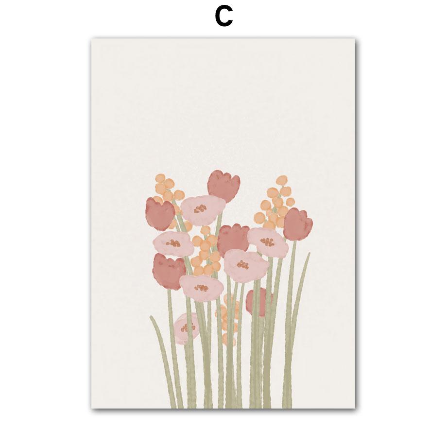 Boho Mountain Sun Line Girl Flower Leaves Wall Art Canvas Painting Minimalist Posters And  Prints Pictures For Living Room Decor