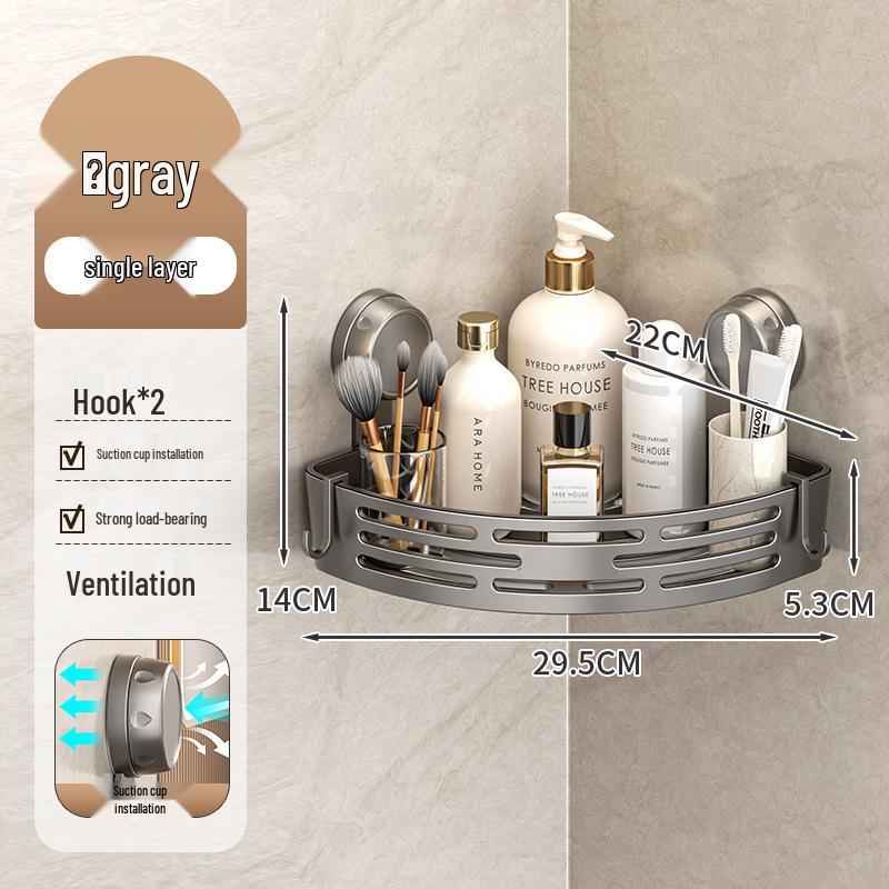 Wall-Mounted Suction Cup Corner Bathroom Storage Basket