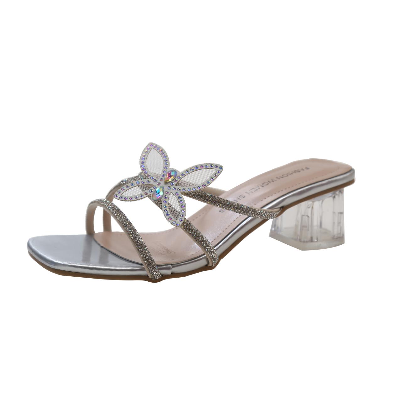 

2024 Кристалл Высокий Каблук Тапочки Обувь Женские Открытые Носки Роскошные Сандалии Лето Новый Бренд Шлепанцы Слингбэк Туфли-лодочки Женские 35