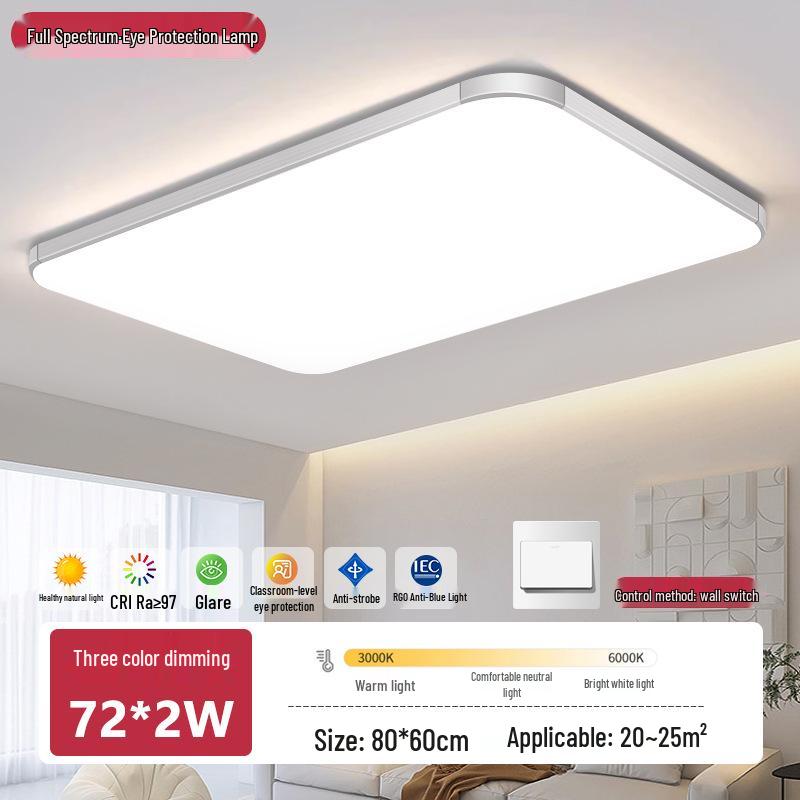 Full Spectrum LED Ceiling Light - Modern Rectangular Fixture for Living Room, Bedroom, Dining Room, Study.
