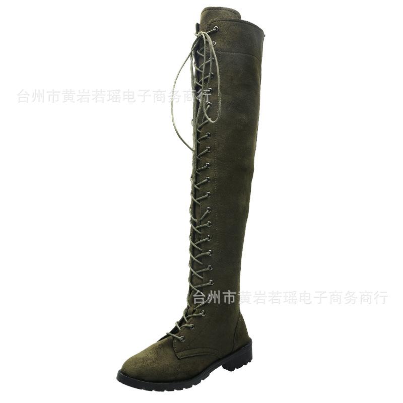 

Casual Women s Boots Low Heels Flock Winter Lace Up Over Knee Boots Fashion Green Square Heel Round Toe Side Zipper Women Shoes 34 зелений