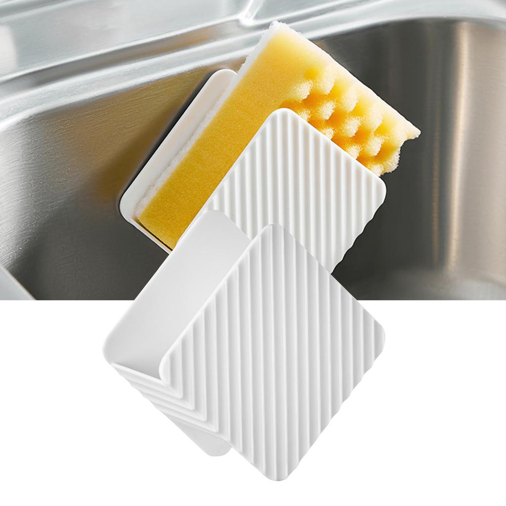 Dish Sponge Holder Multifunctional Storage Drain Rack for Kitchen Sink Plastic Dishwashing Scrubber