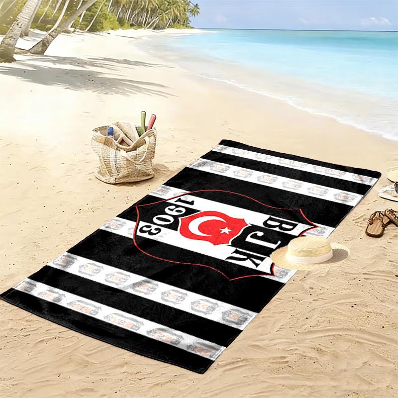 Beşiktaş J.K Print Beach Towel, Large Soft Quick Dry Towel for Beach Camping Swimming