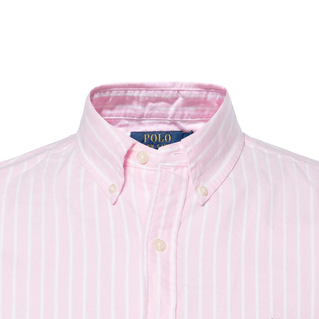 Polo Ralph Lauren Ss22 Logo Embroidered Striped Button-Up Long Sleeve Shirt Men Shirts Pink 710829448-002
