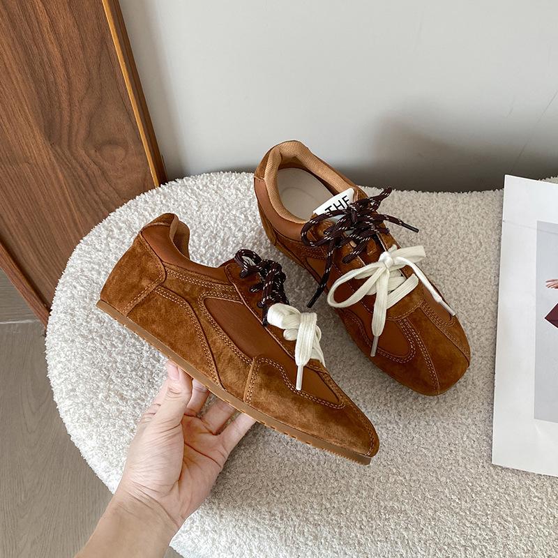 Grape Mother Square Head Contrasting Color Pair of Shoelaces Forrest Gump Training Shoes Leather Soft Sole Commuting Soft Surface Casual Board S