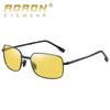 aoron Men's Metal Polarized Light Color-changing Folding Sunglasses Fashion Sunglasses Square Night Vision Glasses