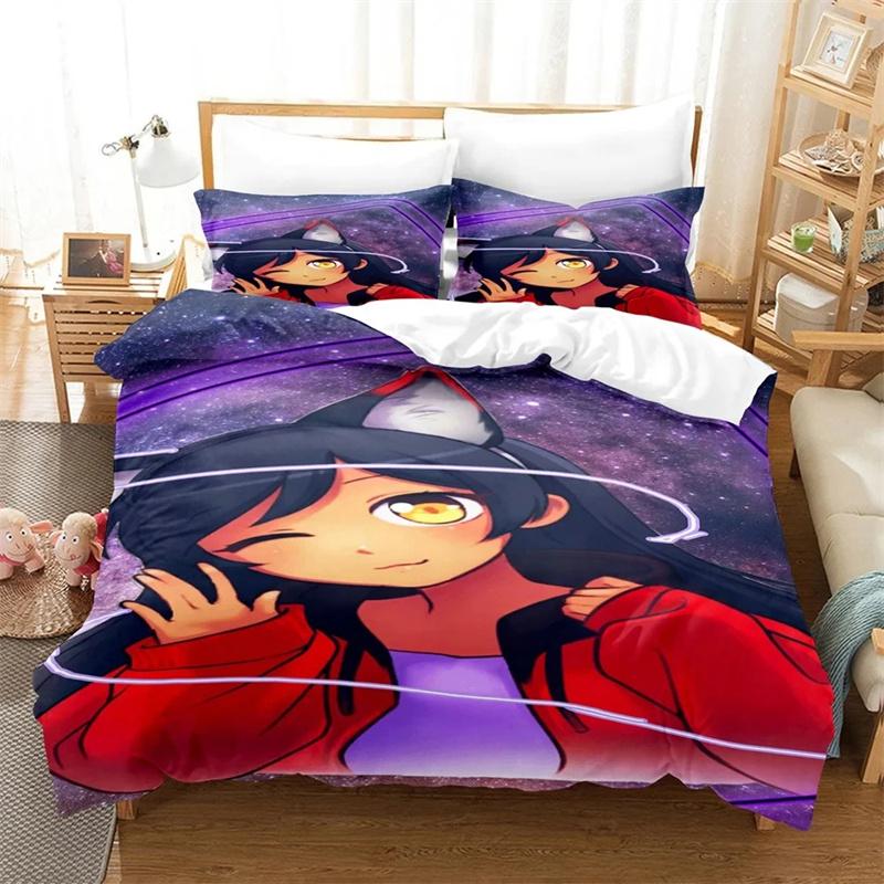 

3D Print Cartoon Kawaii Aphmaus Bedding Set Boys Girls Twin Queen Size Duvet Cover Pillowcase Bed Kids Adult 2/3pcs 135X200cm