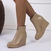 2025 Autumn-early Winter Shoes, Women's Platform Ankle Boots, Modern Women's Wedge Shoes 10 Cm, Pure Black, White, Plus Size 42