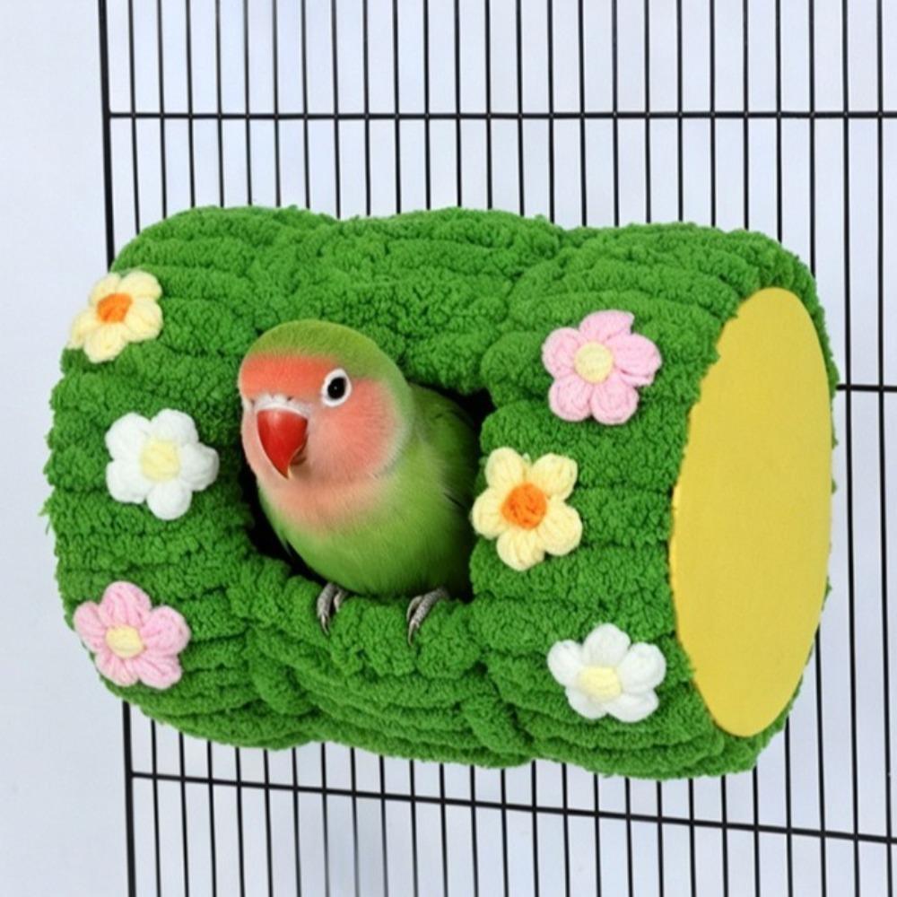 Soft Plush Bird Hanging Hammock Thickened Warm Parrot Tunnel Bed Cute Bird Hideaway Bird Cage
