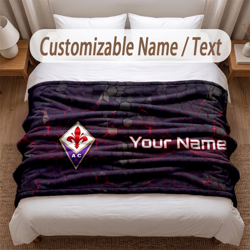 Fiorentina FC Printed Flannel Blanket Custom Name Text Soft Warm Throw For Bedroom Holiday Gift