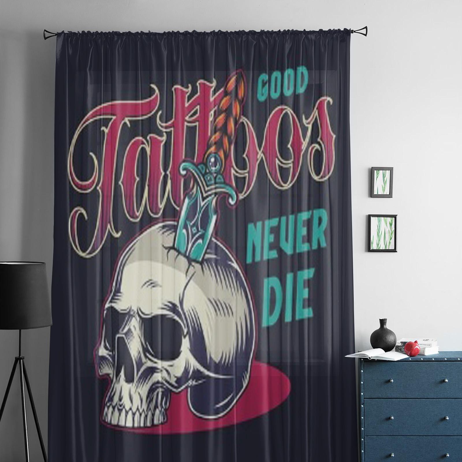 Тату салон Винтаж красочный череп шифон прозрачные шторы для гостиной спальня украшение — фото 4