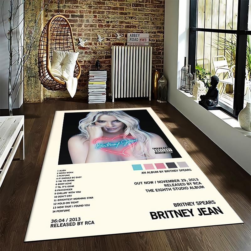 Britney Spears Britney Jean Album Cover Poster Tracklist Neon Heart decorative printed carpet for living room bedroom office floor soft durable mat