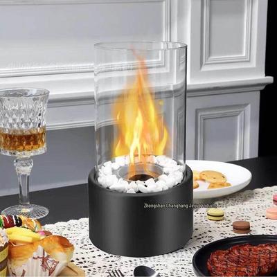 Portable Round Ethanol Fireplace: Small Indoor Tabletop Fire Stove for Bar Atmosphere