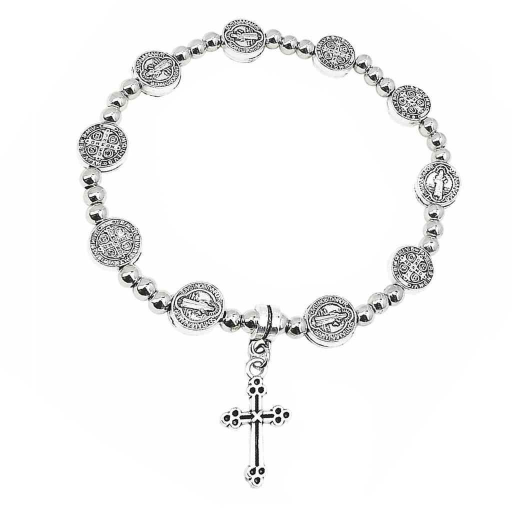 Retro Elastic Bracelet Cross Charm Bracelet Alloy Material for Daily Party