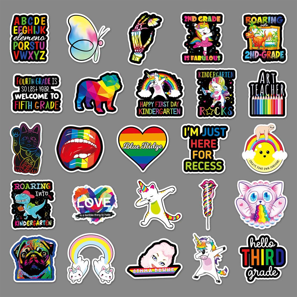 100 Pictures of Colored Cartoon Doodle Creative Tablet Computer Mobile Car Waterproof Suitcase Stickers