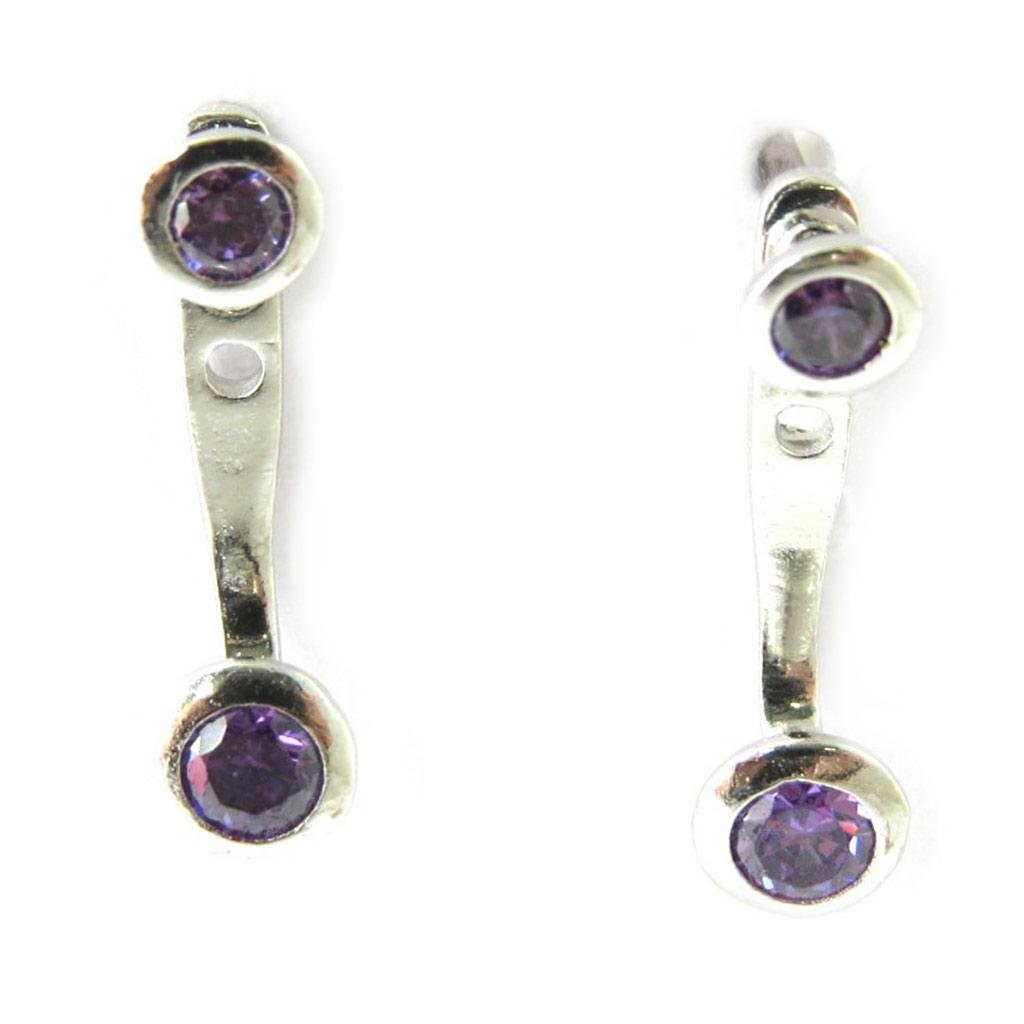 Les Trésors De Lily [M7613] - 'Essentiel' Silver Amethyst Lobe Contour Earrings (rhodium Plated) - 5 Mm
