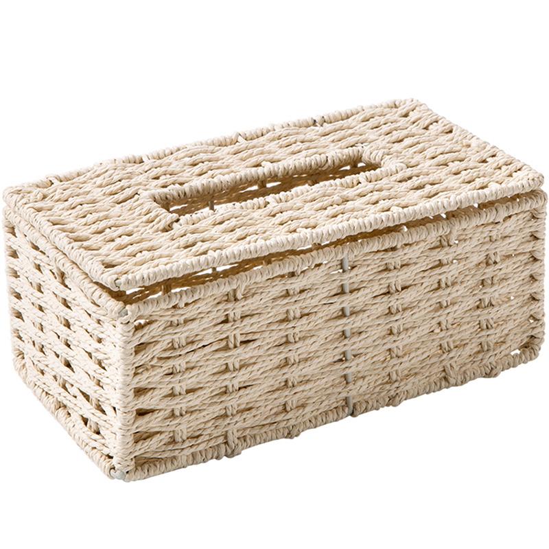 Rattan Tissue Box Vintage Serviettenhalter Fall Unordnung Lagerung Container Abdeckung Wohnzimmer Schreibtisch Dekoration