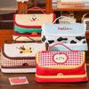 Hand-held Cartoon House Pen Bag PU Leather Waterproof Food Fruit Burger Cow PU Stationery Bag Large Capacity Big House Shape