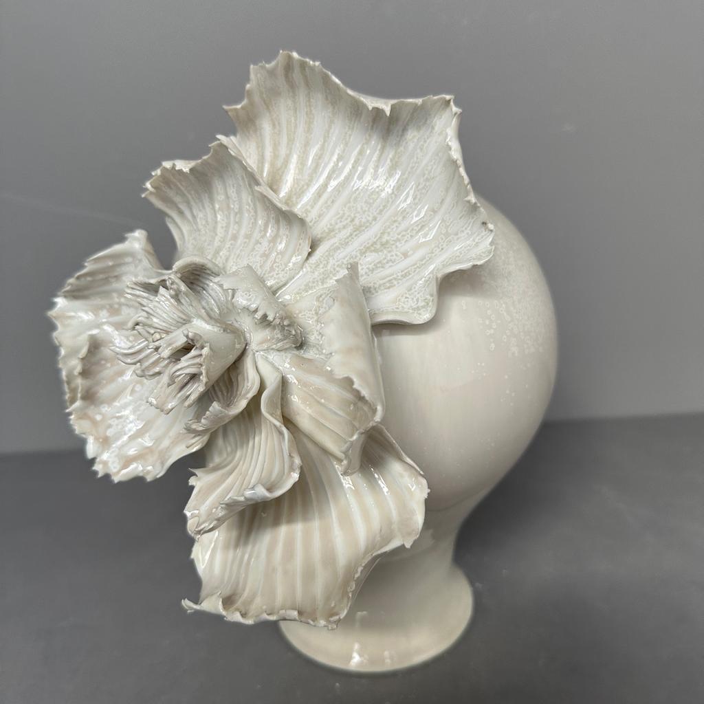 Keramikvas Vit Tredimensionella Blomblad Handgjorda Pioner Blomvas Keramiska Hantverk Heminredning