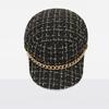 Hat Women's Autumn and Winter New Navy Hat Plaid British Retro Octagonal Hat S Chain Beret