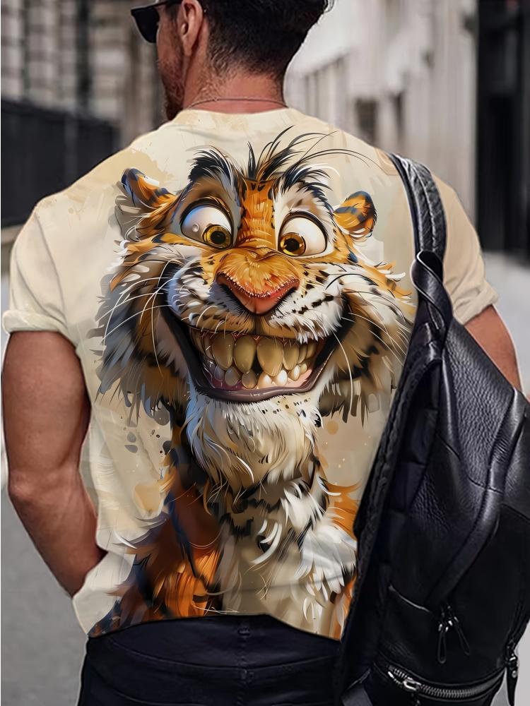 T-shirt da uomo con animali divertenti stampati in 3D Street Casual Street Casual Maglietta a maniche corte per tutti i giorni Top Estivi Girocollo Abbigliamento da uomo