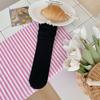 Women's Summer Thin Lace Flower Perforated Mesh Mid-calf Socks with Black Fungus Edges. Women's Pile Socks