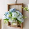 Artificial Hydrangea Wall Hanging Decoration Fake Silk Flower Plants Wooden Fame Decor Home Office Living Room Bedroom Wall Art Ornament