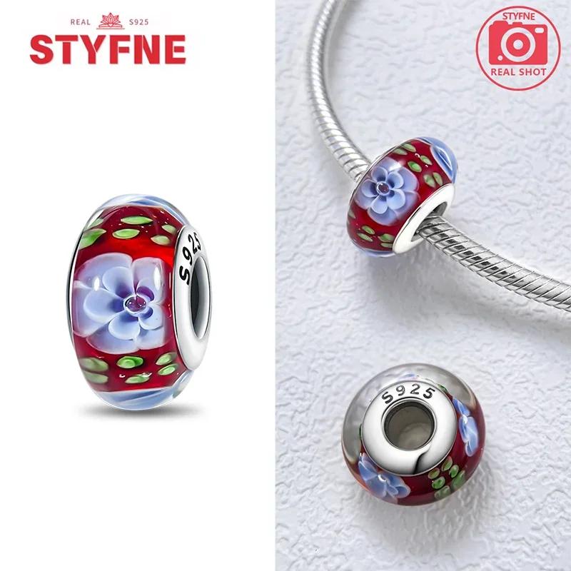 Copper Colorful Flower Series Murano Glass Beads Luxury Charm Fit Original Braceletdiy Fine Jewelry Gift For Women