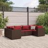 VidaXL Garden Lounge Set 6 Pcs with Cushions Brown Wicker, Outdoor Sofa Set, Garden Corner Sofa, 3308253
