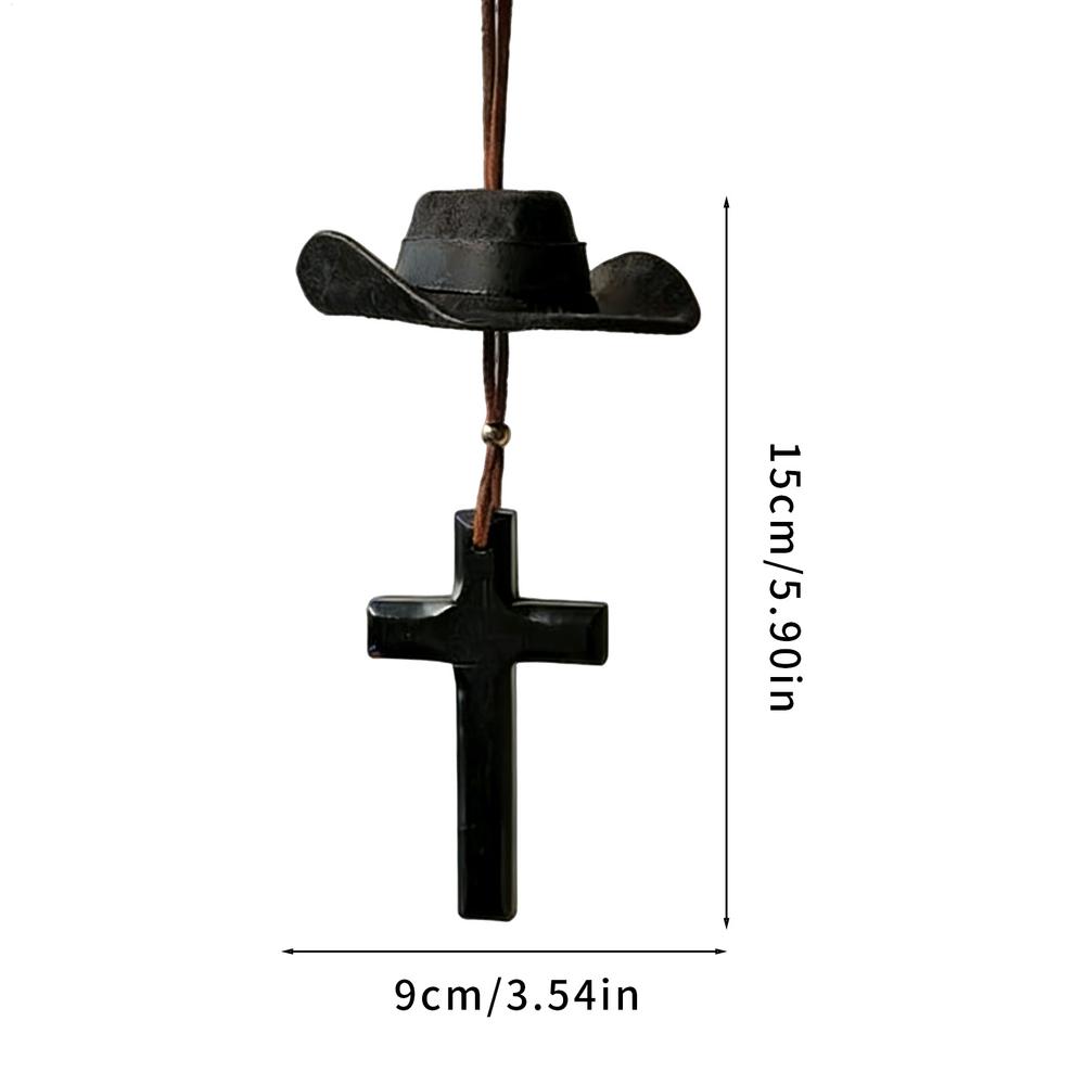 

Car Accessorie Cowboy Hat Cross Car Pendant Auto Rearview Mirror Pendants Birthday Gift Auto Decoraction Ornaments Coche