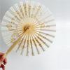Vintage Handmade Round Bamboo Fan Tassel Portable Collapsible Hand Fan Handheld Lightweight Dance Fan Women