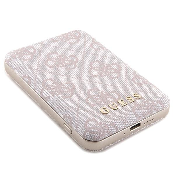 Zestaw Guess Gubpm5P15L4Gemgp Iphone15 Pro 6.1 Hardcase + Powerbank 5000Mah Magsafe Różowy/Pink 4G Metal Logo