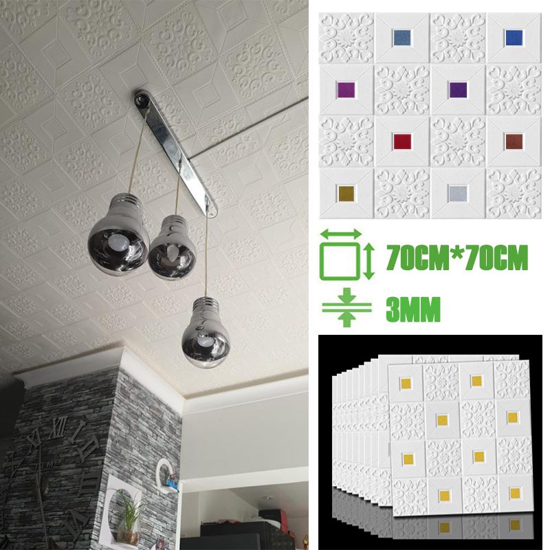12ks 3D matné samolepky na střechu Pěnové stropní obklady Home Dekor Lepidlo Vodotěsné Dekorace do obývacího pokoje Vyřezávaný tapetový panel