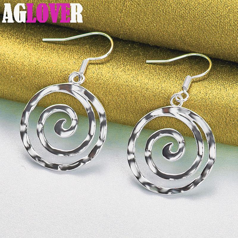925 Sterling Silver Circle Spiral Earring Jewelry