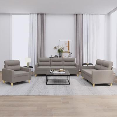 Vidaxl 3-Piece Lounge Set With Cushions, Taupe, Fabric